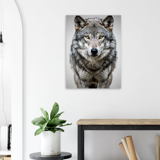 Aluminium wolf print 60x80cm dibond wanddecoratie premium kunst aan de muur mystiek