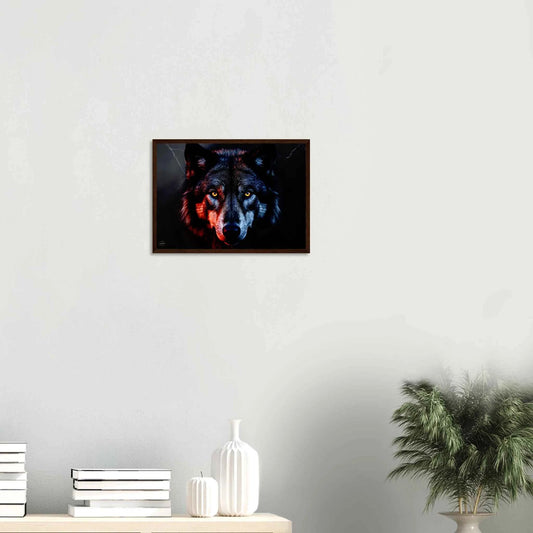 Wolf Natuur Poster A3 – Houten Wanddecoratie – Mystiek Kunst