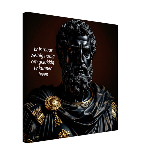 Marcus Aurelius Black Onyx canvas wanddecoratie 40x40cm stoïcijnse wijsheid kunst aan de muur