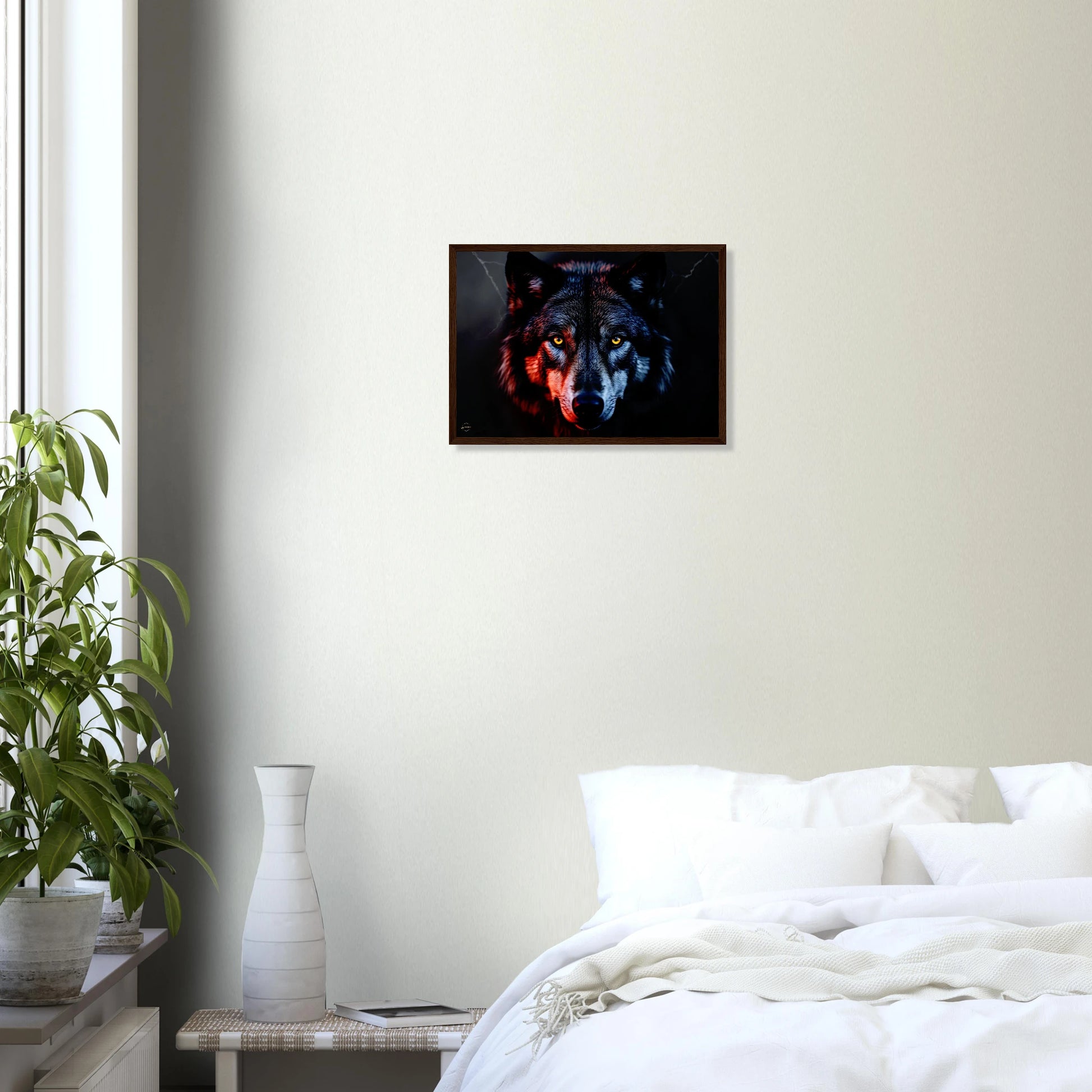 A3 wolf poster in houten frame – stijlvol interieur