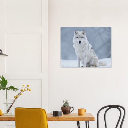 Witte wolf canvas 60x75cm detail arctisch sneeuwlandschap premium wanddecoratie woonkamer