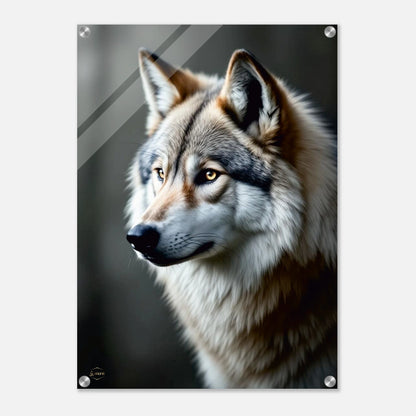Wolf wanddecoratie plexiglas 50x70cm premium kunst woonkamer mystieke uitstraling