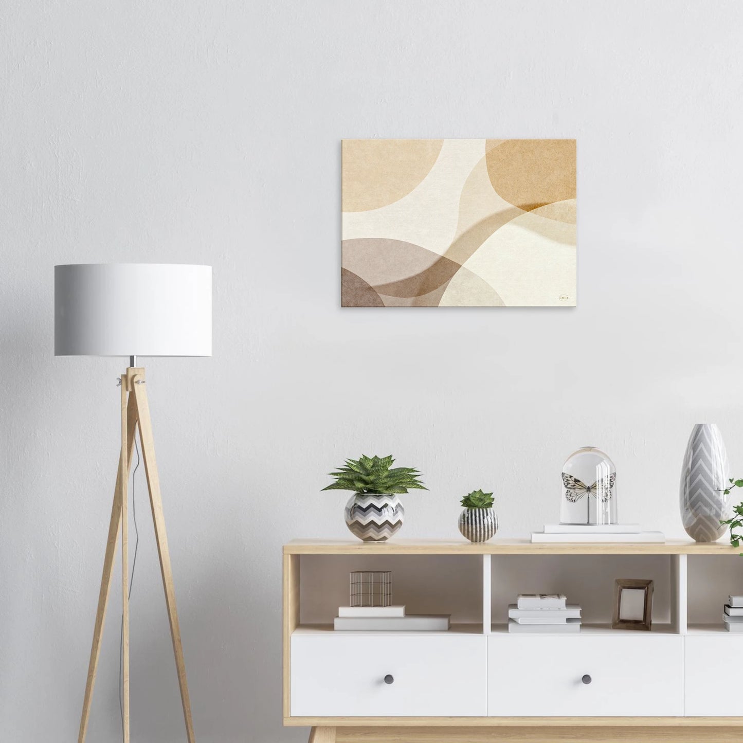Minimalistische wanddecoratie abstract canvas 50x70cm beige organische vormen muur schilderijen