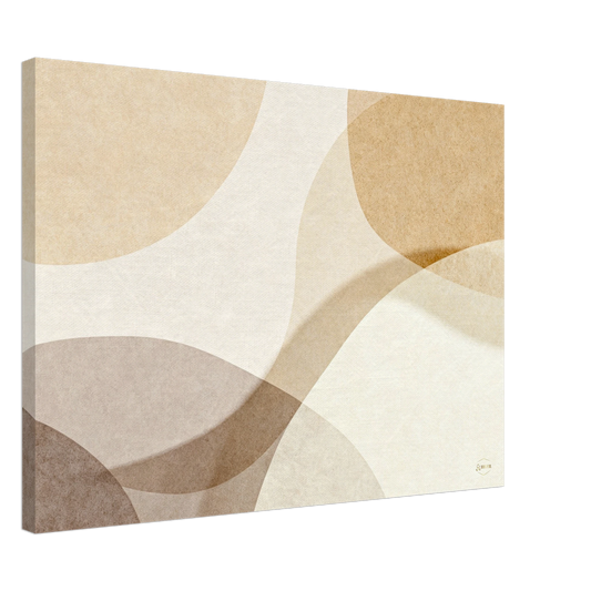 Wanddecoratie woonkamer abstract canvas 50x70cm organische vormen beige minimalistische kunst