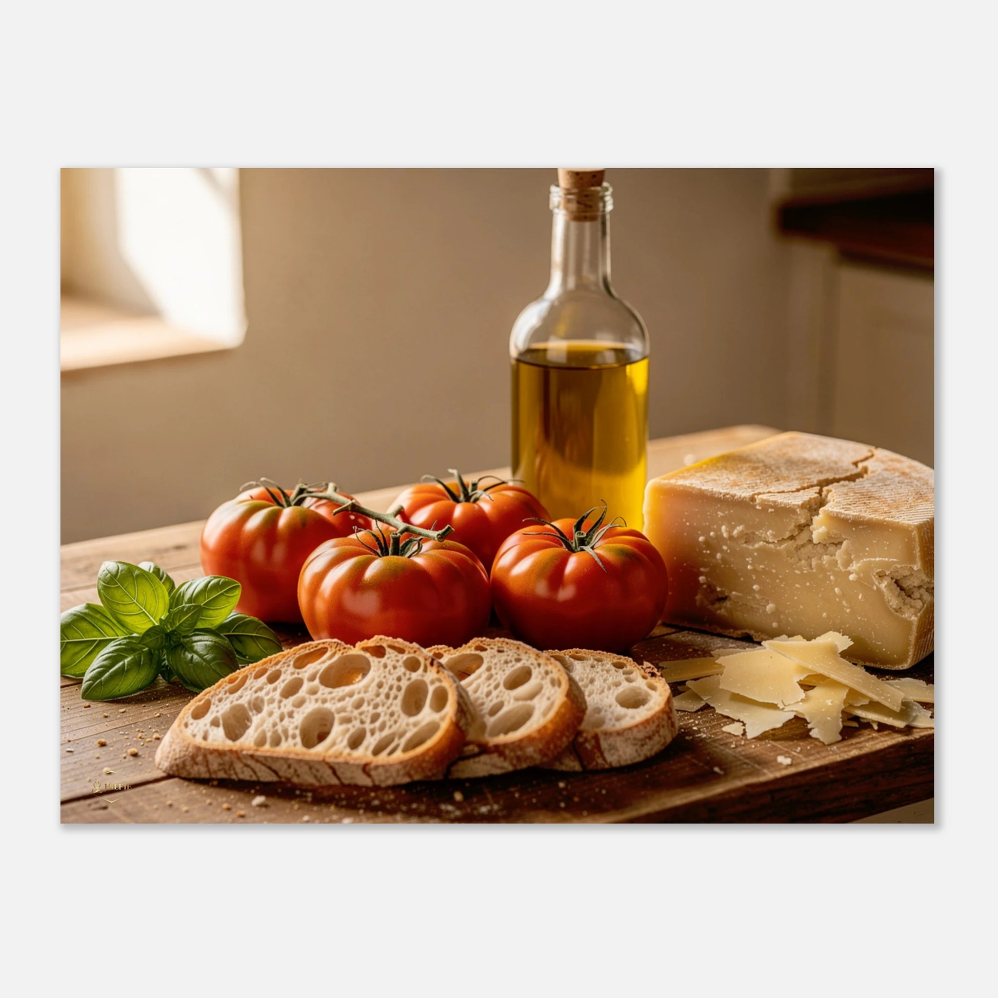 Keuken muur decoratie 30x40cm canvas schilderij mediterraanse ingrediënten