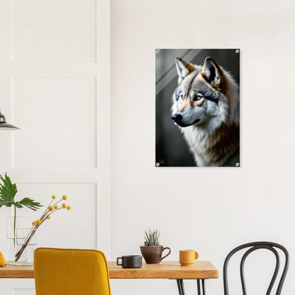 Wolf plexiglas kunst wanddecoratie 50x70cm premium mystieke dieren kunst detail