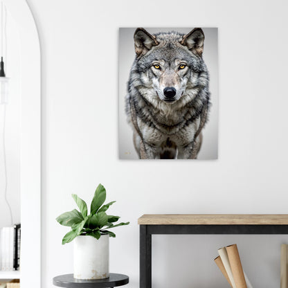 Aluminium wolf print 60x80cm dibond wanddecoratie premium kunst aan de muur mystiek
