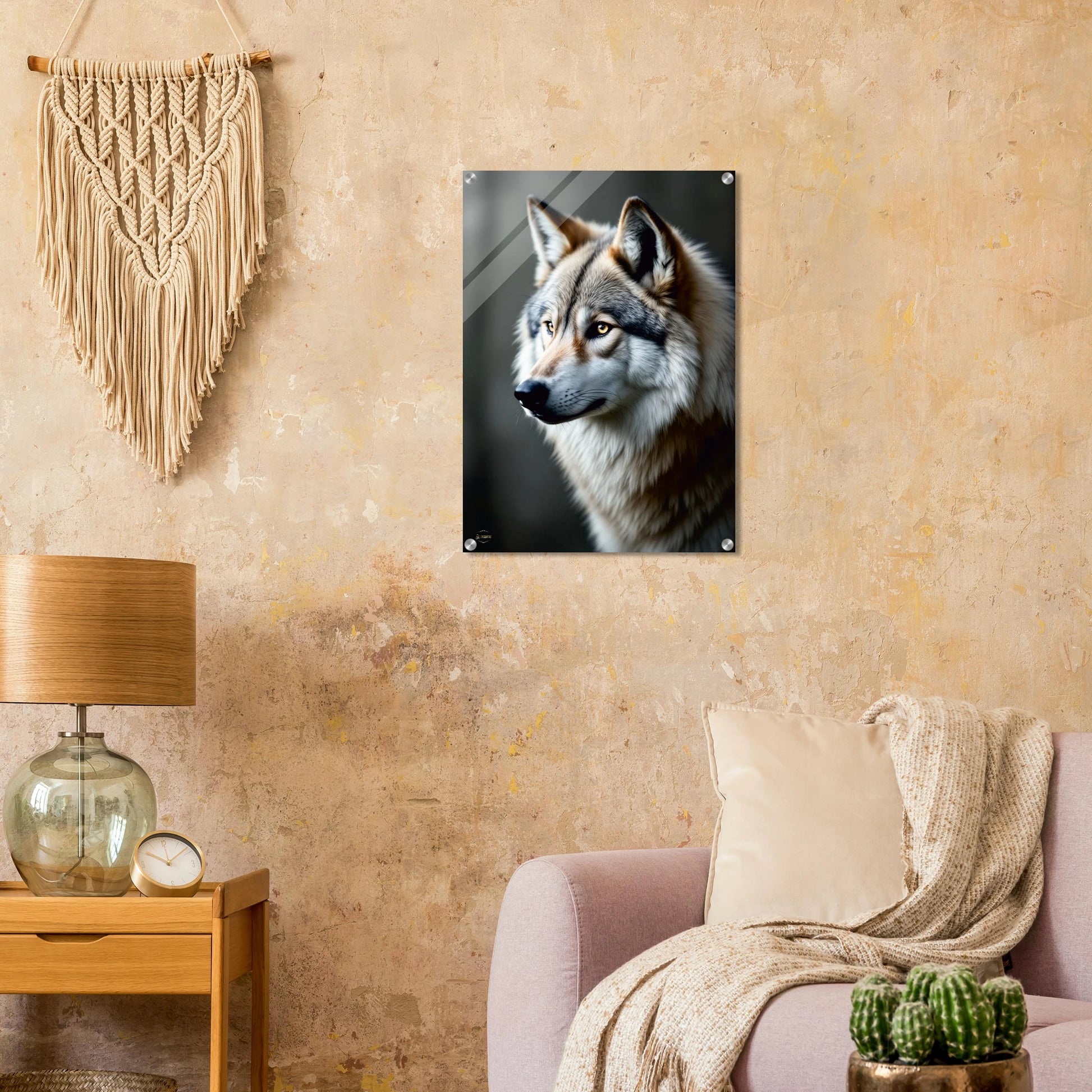 Wolf plexiglas kunst 50x70cm wanddecoratie premium mystiek dieren kunst