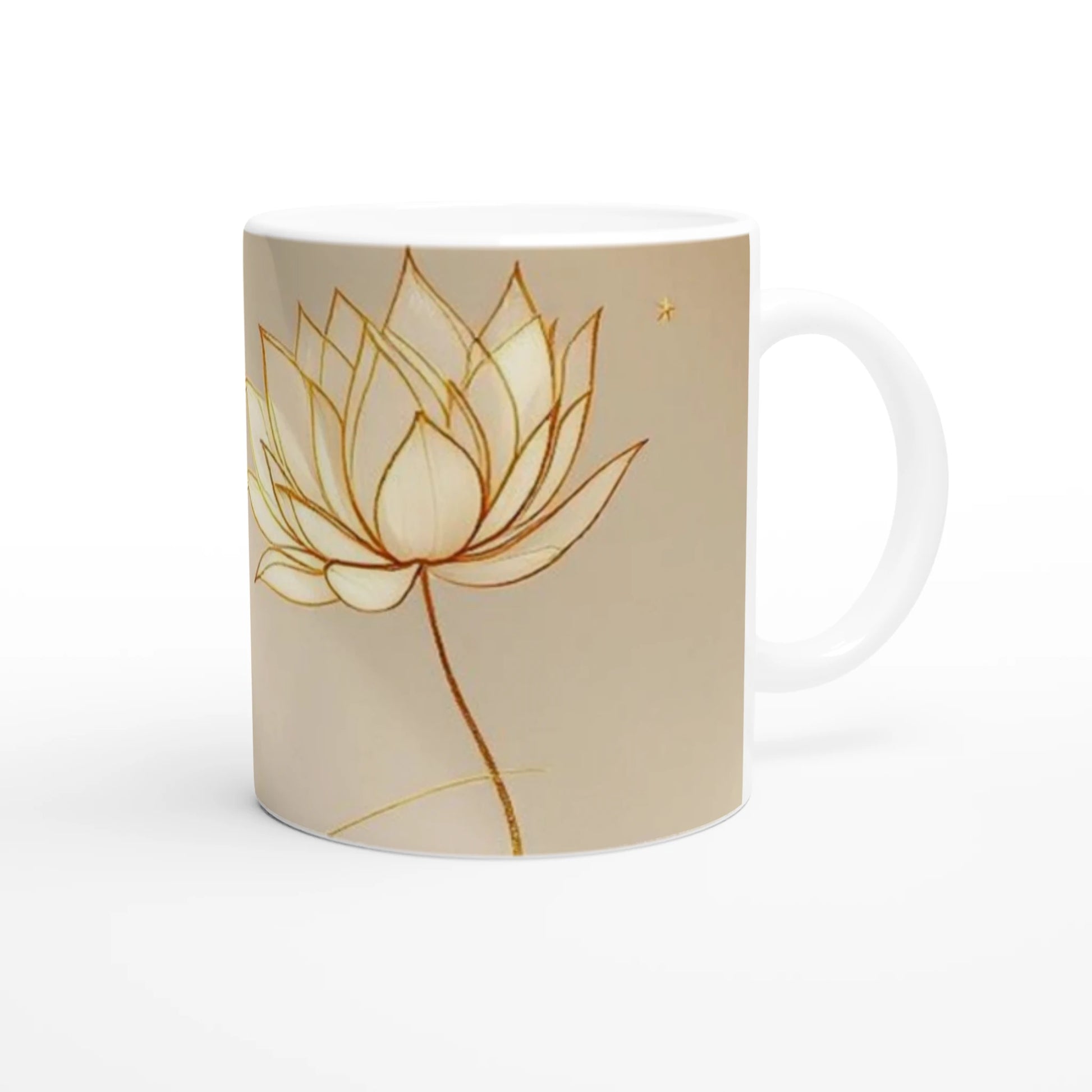 Koffie mok met tekst mindfulness lotus keramiek 325ml cadeau mok zijkant