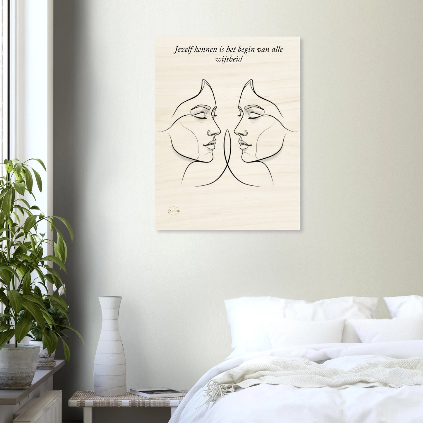 Inspirerende houten wanddecoratie poster mindfulness stoïcijns meditatie 60x80cm