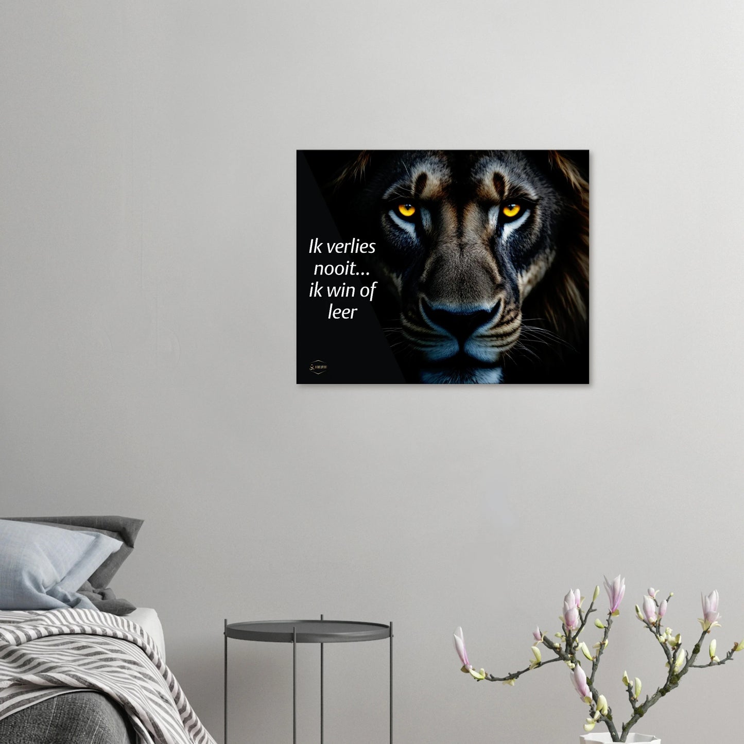 Leeuw quote canvas 60x75cm – discipline en kracht wanddecoratie