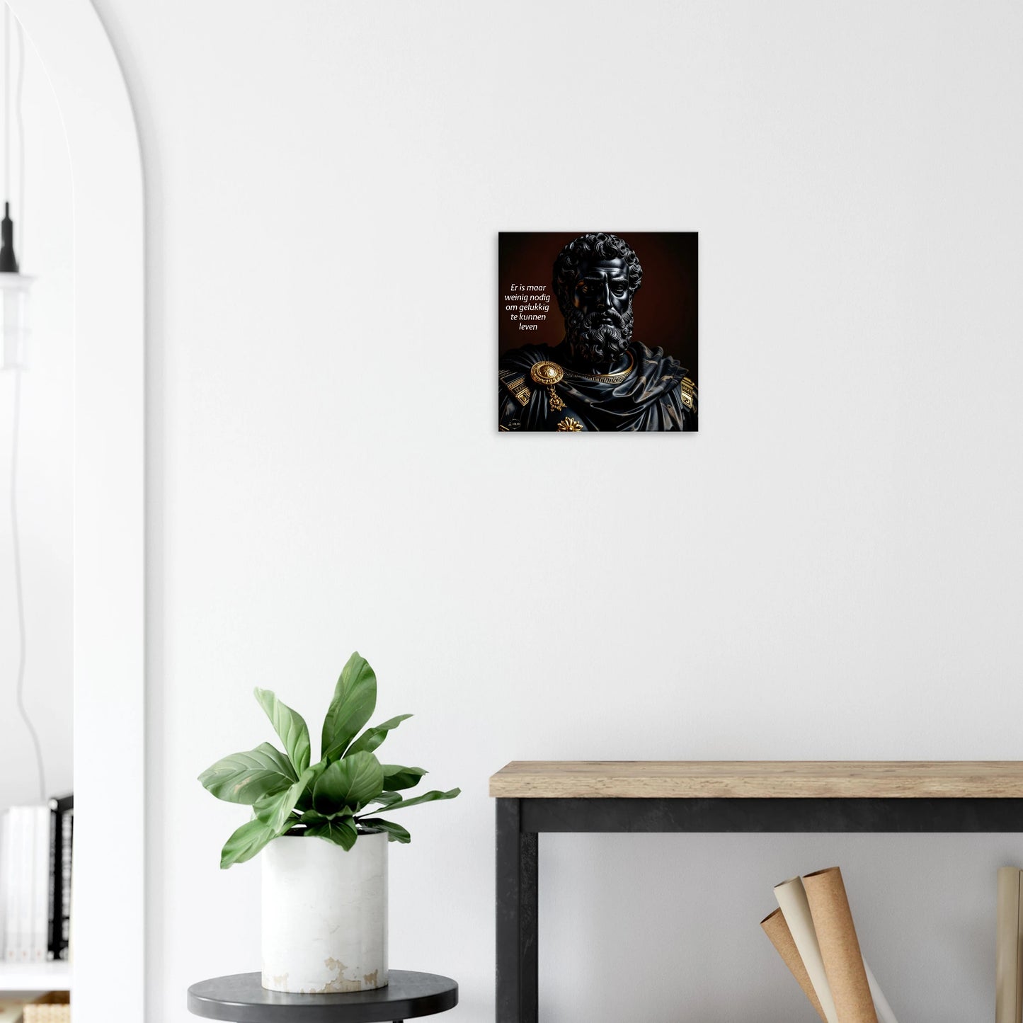 Wanddecoratie woonkamer canvas 40x40cm Marcus Aurelius Black Onyx kunst aan de muur interieur
