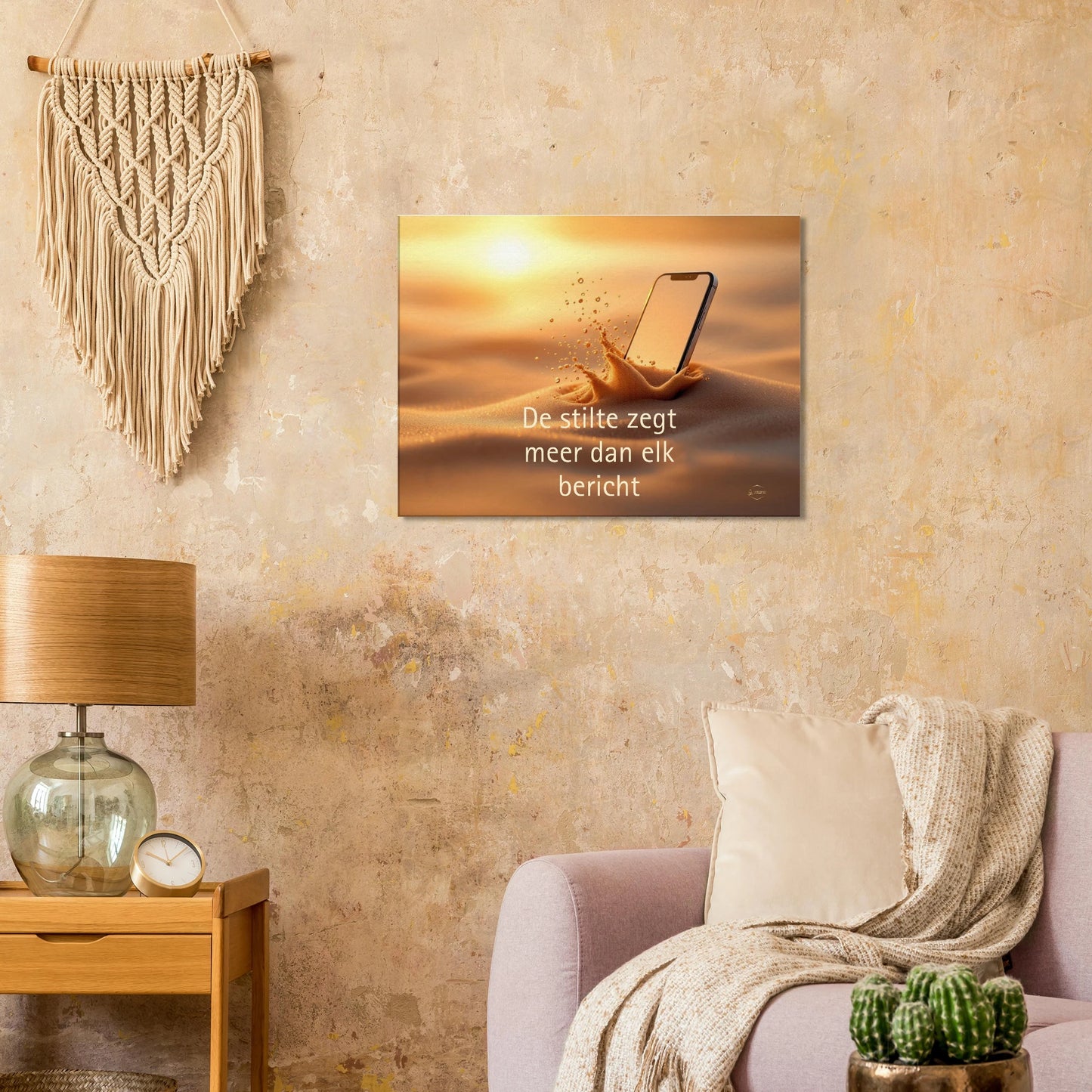 Premium canvas wanddecoratie 60x80cm mindfulness digitale rust kunst aan de muur