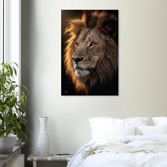 Mystieke leeuw aluminium print 60x90cm donkere stijl dibond wanddecoratie luxe kunst