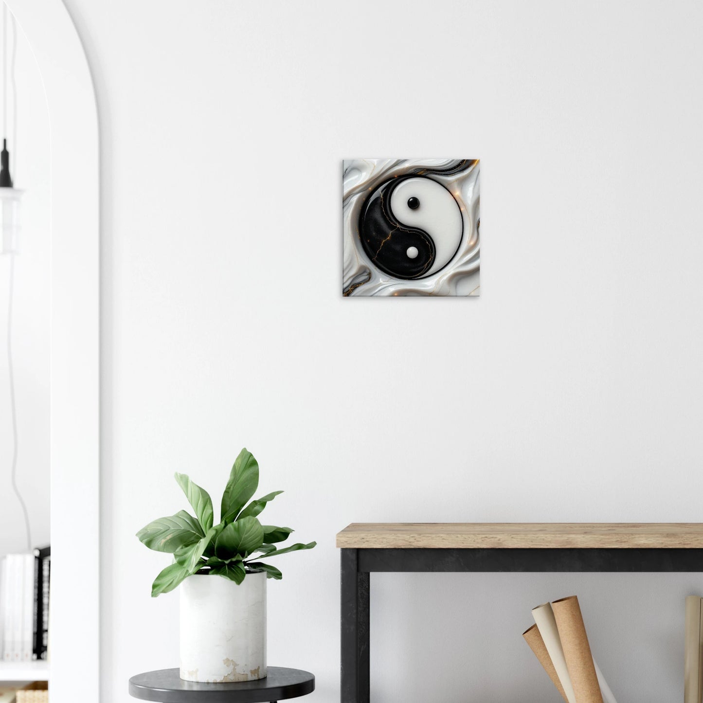 Canvas schilderij wanddecoratie 40x40cm Yin Yang symbool balans harmonie muur schilderijen premium