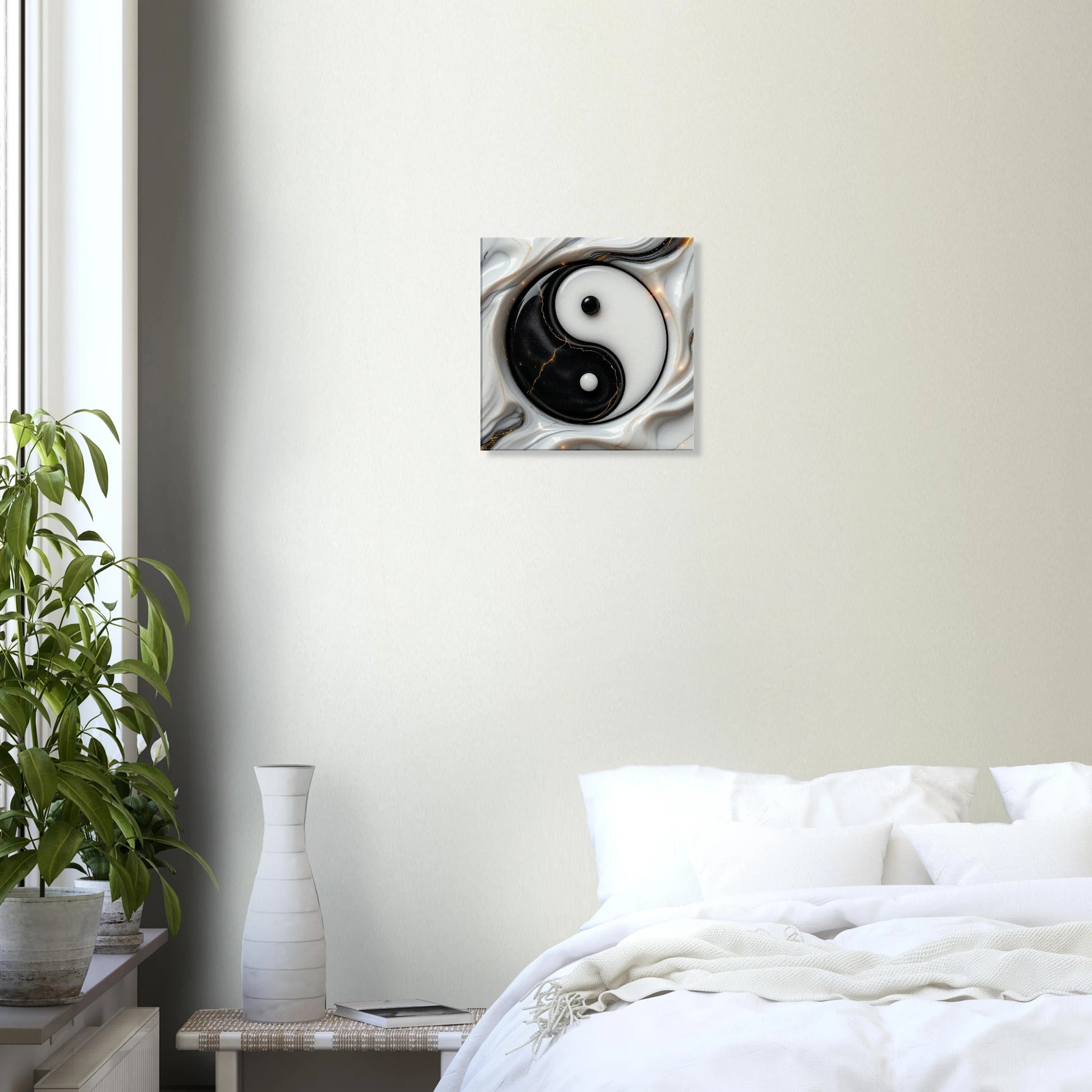 Yin Yang wanddecoratie woonkamer canvas schilderij 40x40cm oosterse kunst balans muur schilderijen