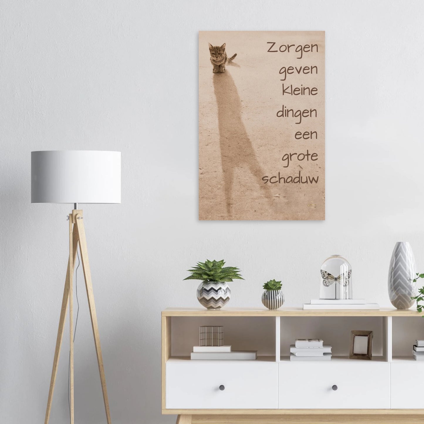 Kitten leeuwenschaduw poster 60x90cm woonkamer plaatsing motivatie zorgen perspectief wanddecoratie