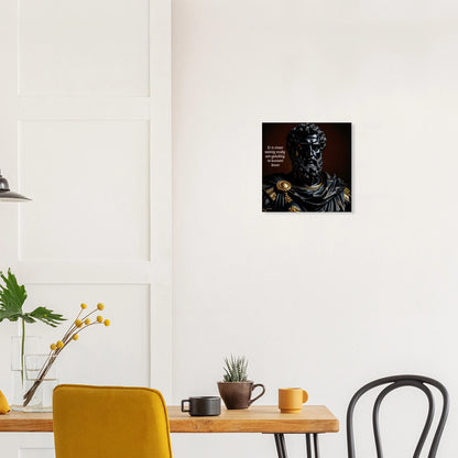 Canvas wanddecoratie 40x40cm Marcus Aurelius Black Onyx detail stoïcisme premium kwaliteit
