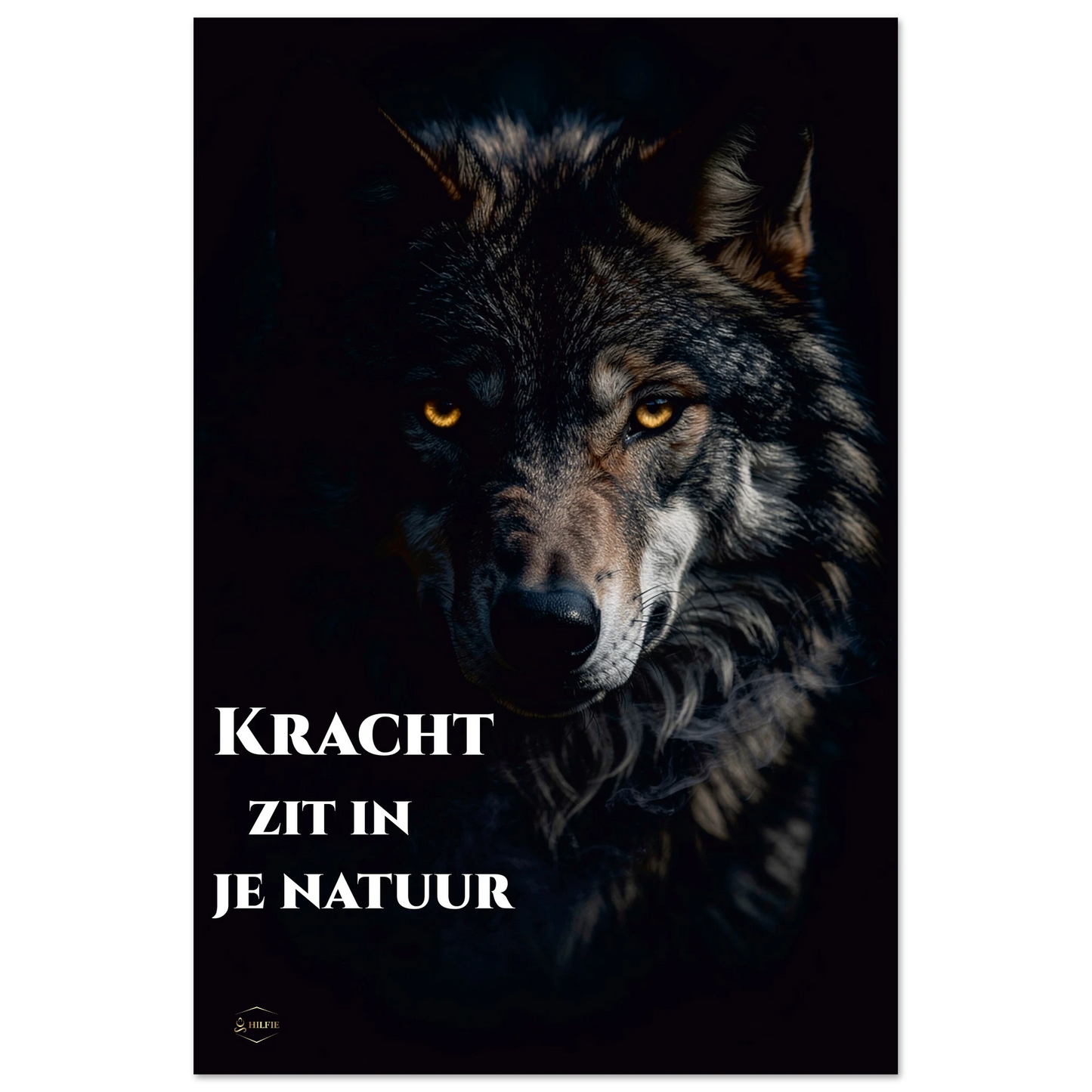 Wolf aluminium print 60x90cm detail kracht zit in je natuur motivatie dibond wanddecoratie premium