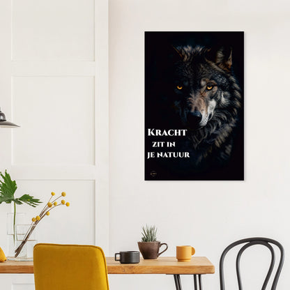 Motivatie wolf aluminium print 60x90cm woonkamer plaatsing kracht zit in je natuur dibond