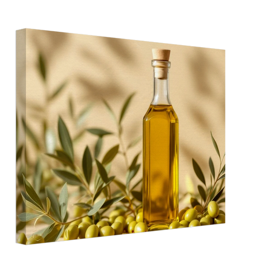 Wanddecoratie keuken olijfolie canvas 30x40cm - Mediterraans schilderij voor moderne keuken