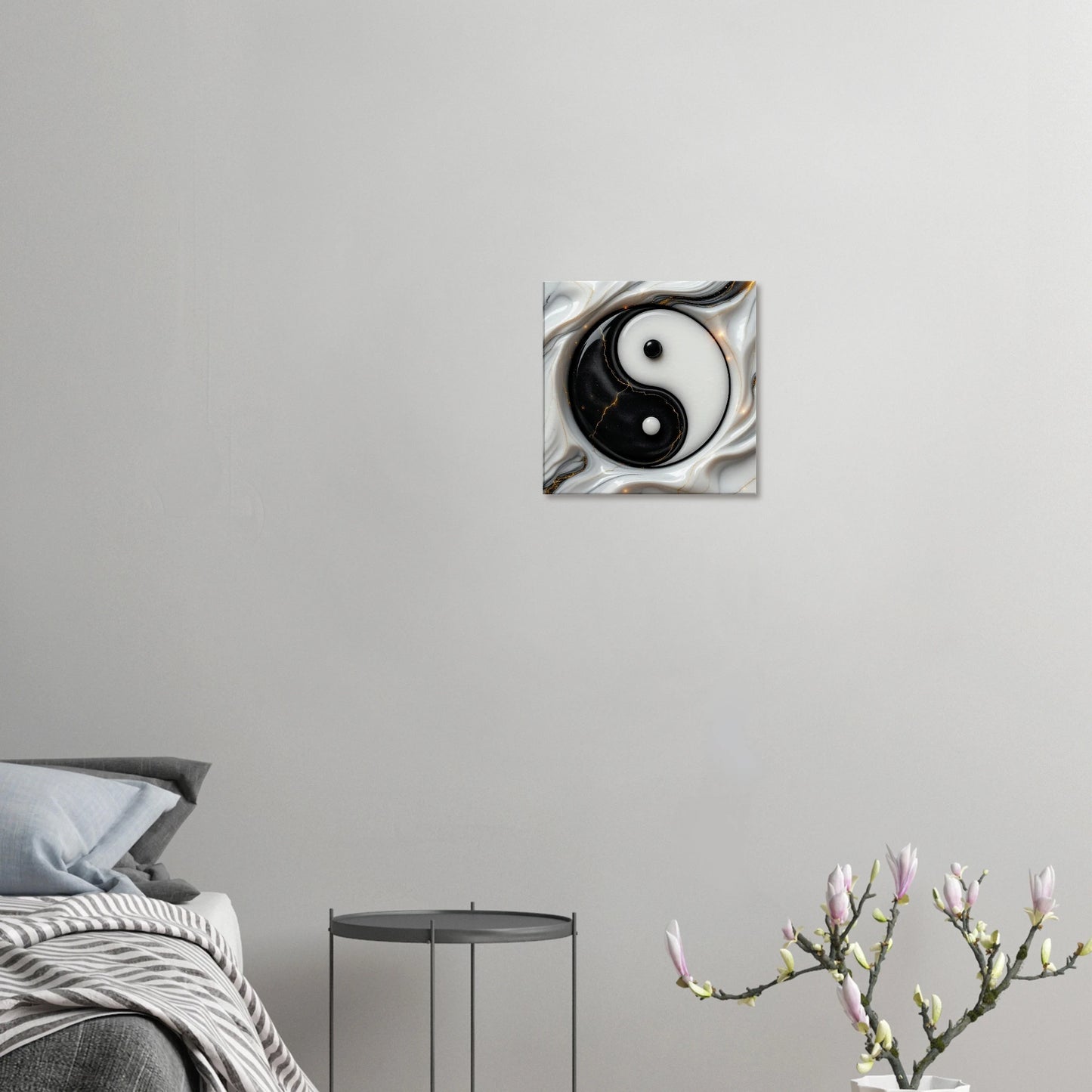 Wanddecoratie woonkamer canvas schilderij 40x40cm Yin Yang zen mindfulness kunst aan de muur
