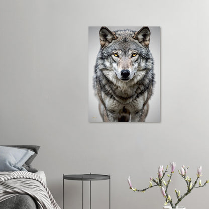 Aluminium wolf print 60x80cm close-up dibond wanddecoratie premium kunst aan de muur