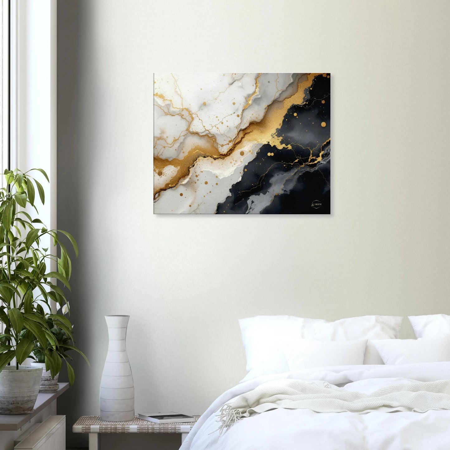 Stoïcisme canvas kunst 60x75cm luxe wanddecoratie mindfulness marmer goud design