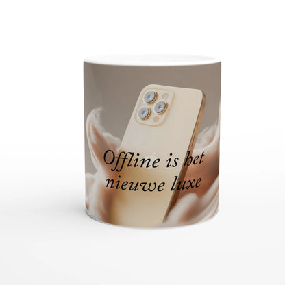 Koffie mok met tekst mindfulness digitale detox keramiek 325ml cadeau rust