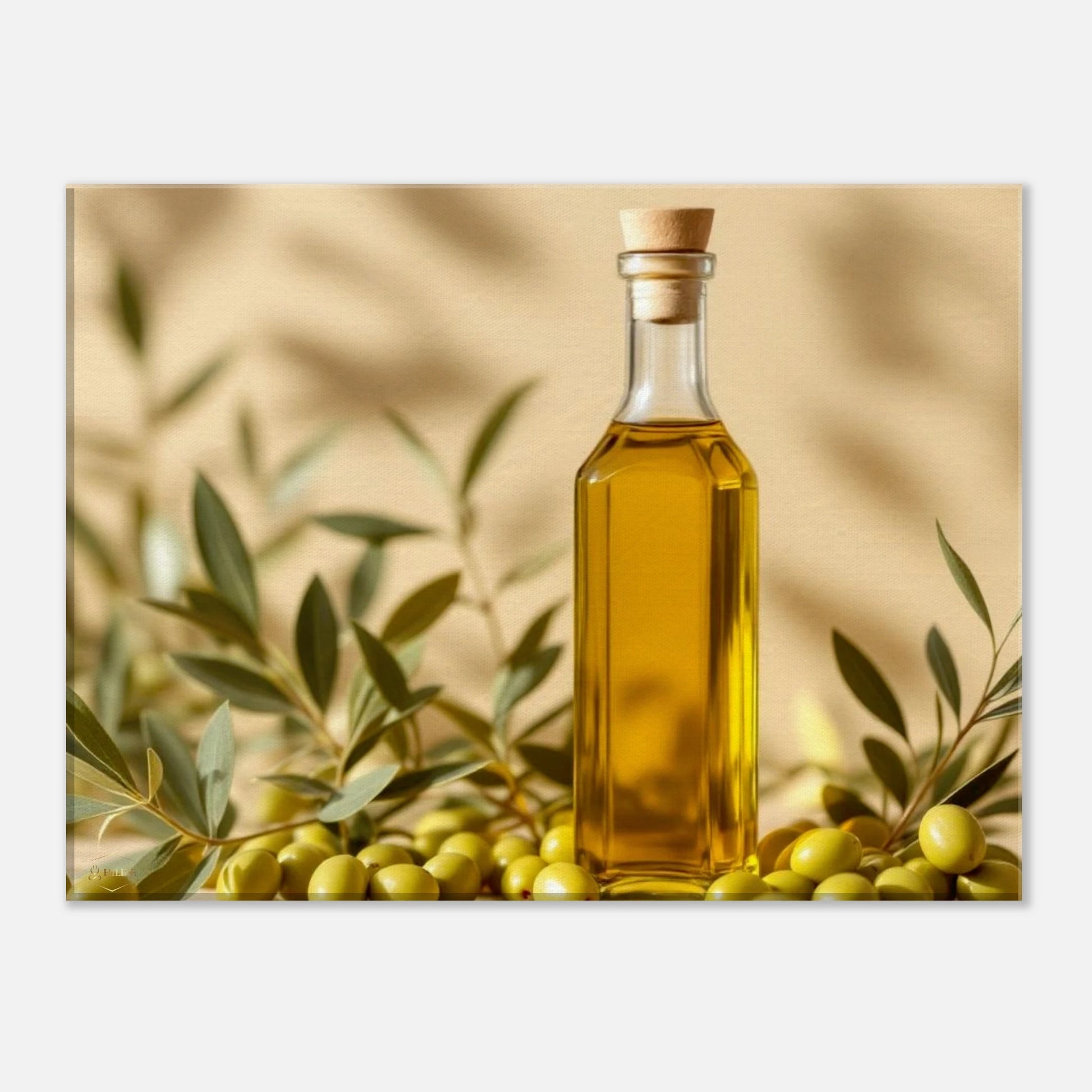 Keuken wanddecoratie olijfolie 30x40cm - Mediterrane canvas kunst aan de muur