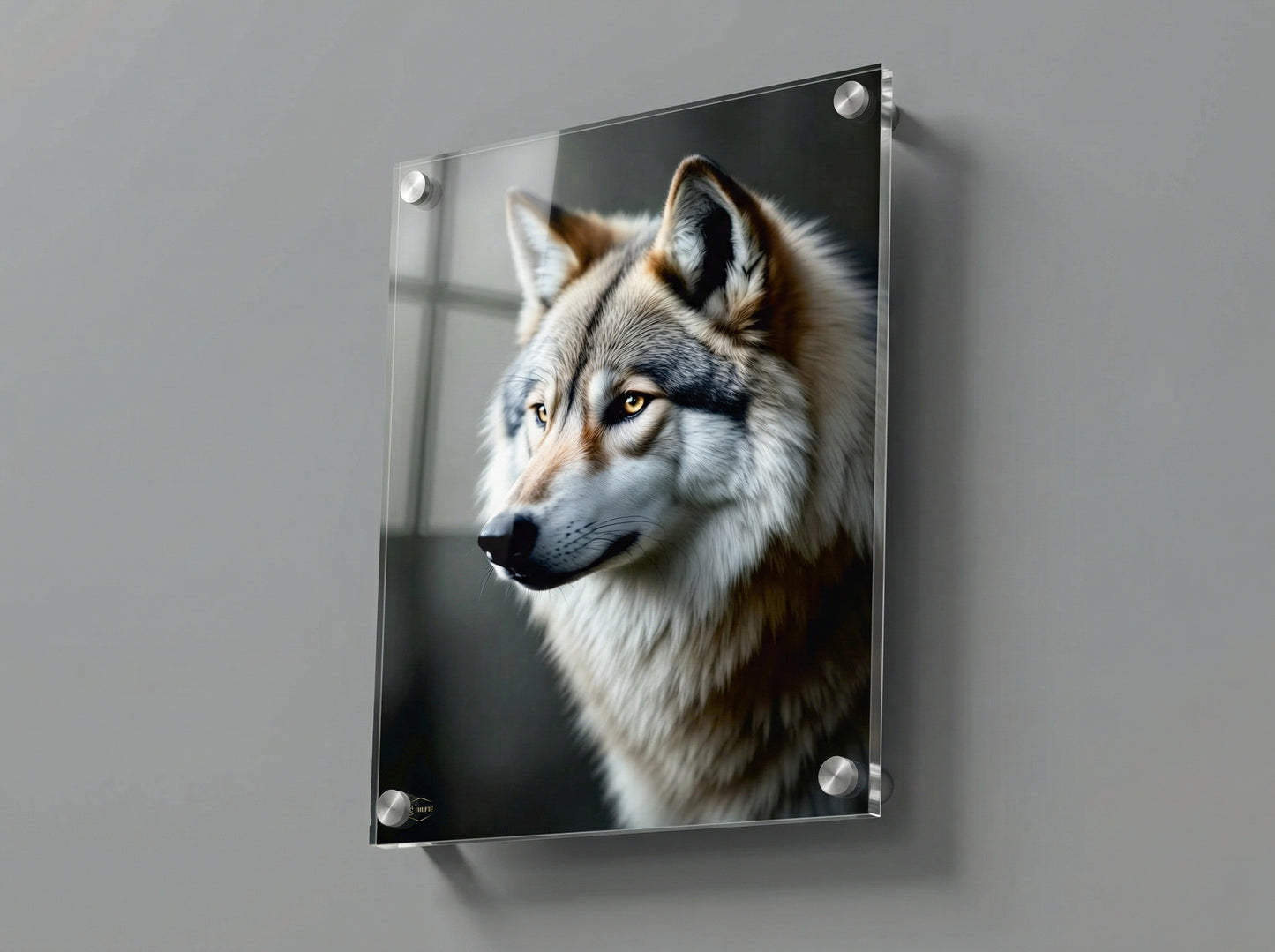 Wolf plexiglas wanddecoratie 50x70cm woonkamer plaatsing premium mystieke kunst
