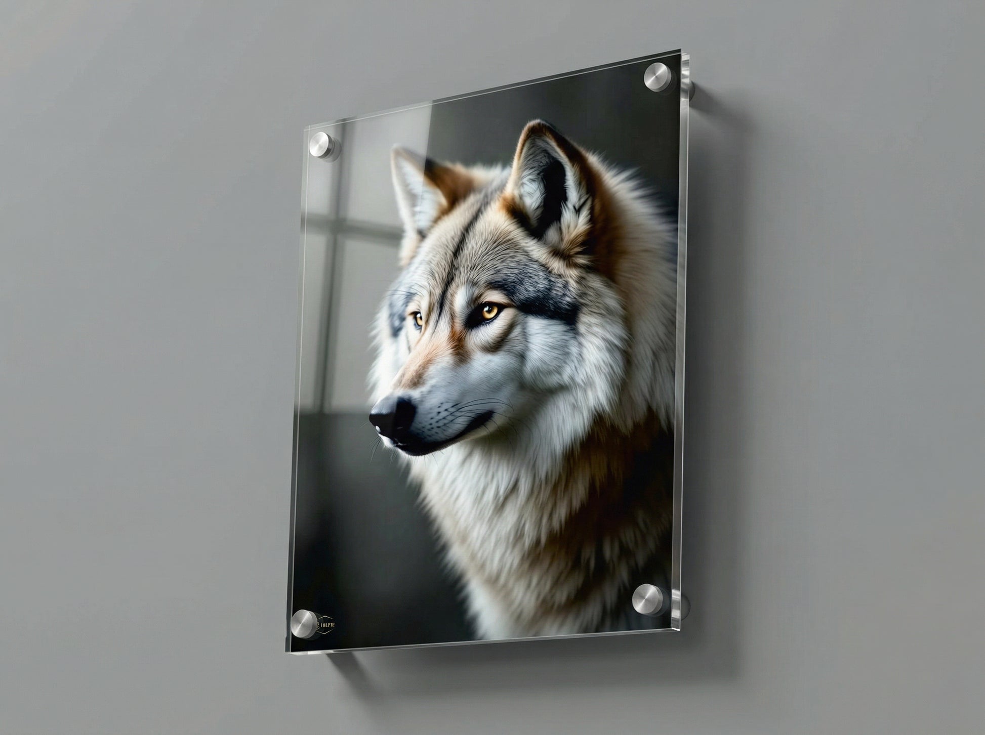 Wolf plexiglas wanddecoratie 50x70cm woonkamer plaatsing premium mystieke kunst