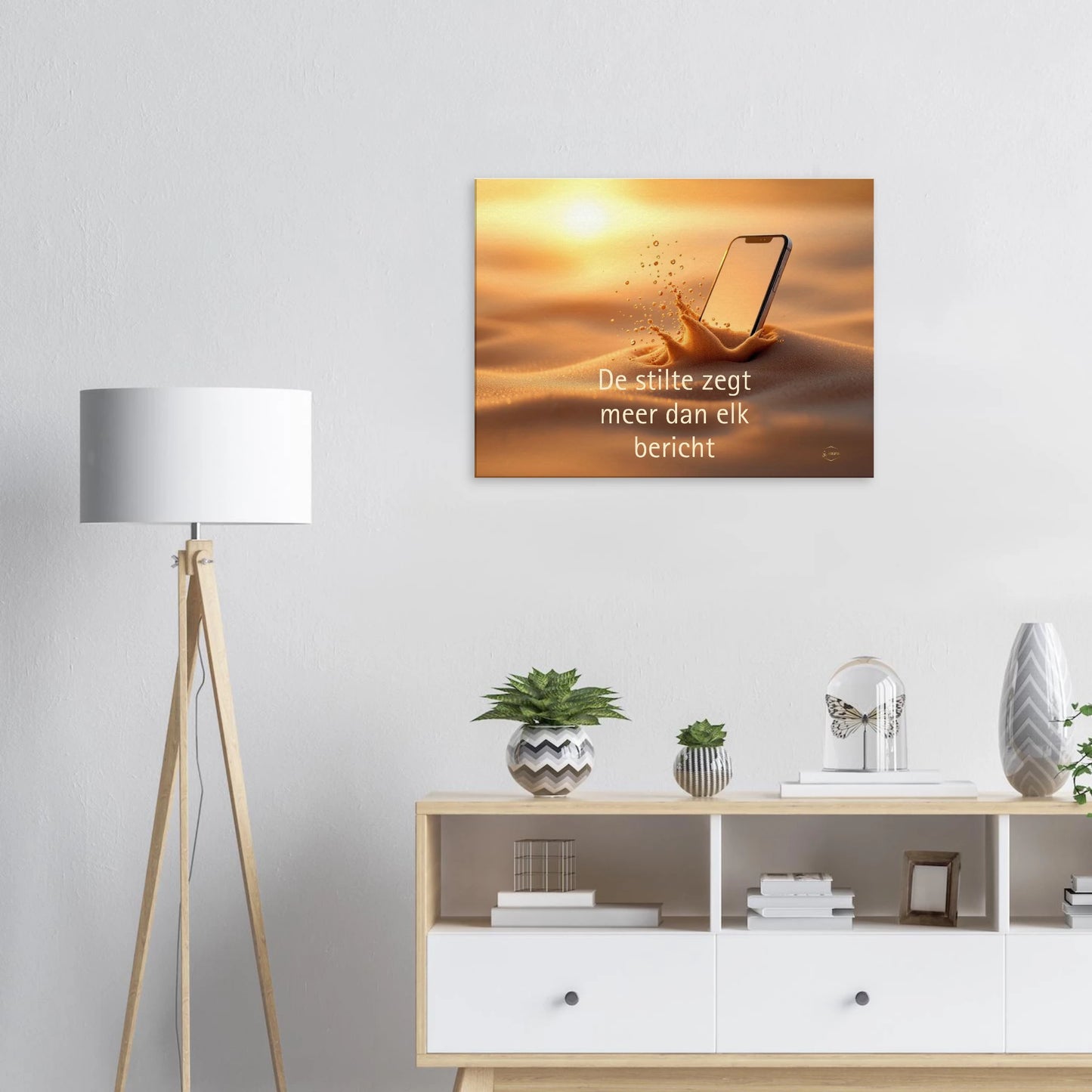 Wanddecoratie woonkamer canvas 60x80cm mindfulness digitale rust minimalistische kunst