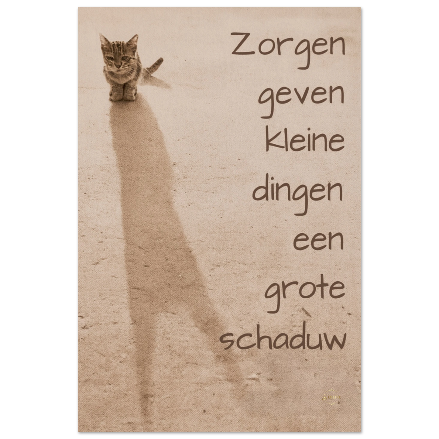 Kitten leeuwenschaduw motivatie poster 60x90cm close-up zorgen perspectief premium matte papier