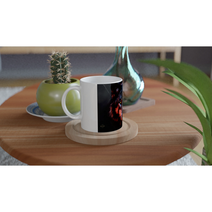 Mystieke wolf mok 325ml zijaanzicht gele ogen premium keramiek koffie mok cadeau