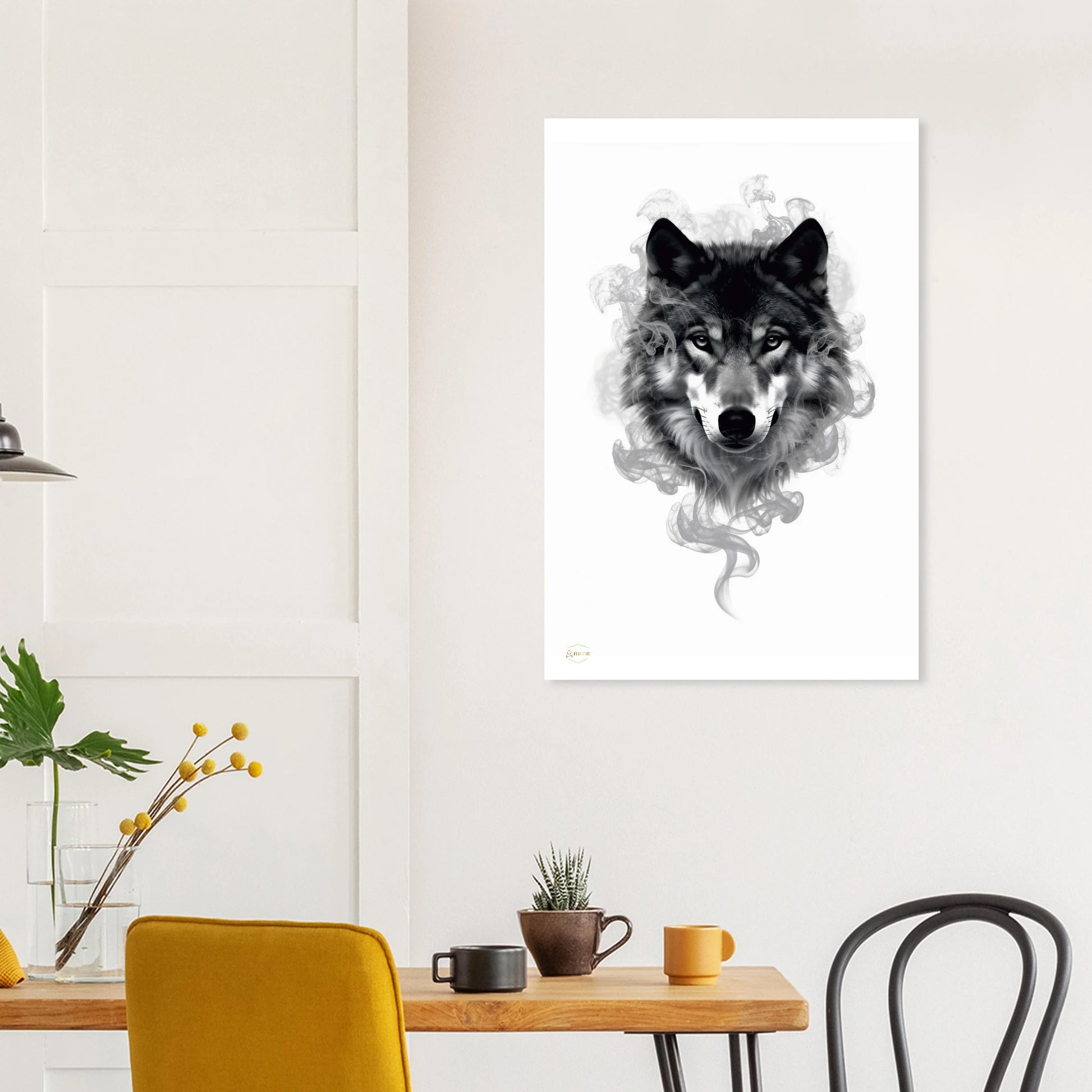 Wolf aluminium print 60x90cm hoekfoto abstract rook wolf dibond premium wanddecoratie