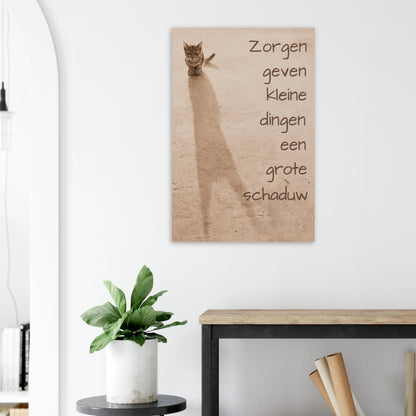 Kitten leeuwenschaduw motivatie poster 60x90cm zorgen perspectief premium matte papier wanddecoratie