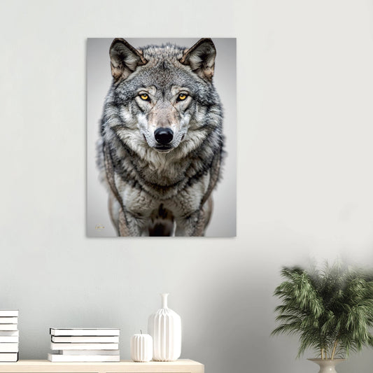 Wolf aluminium print 60x80cm dibond wanddecoratie premium mystieke kunst luxe woonkamer