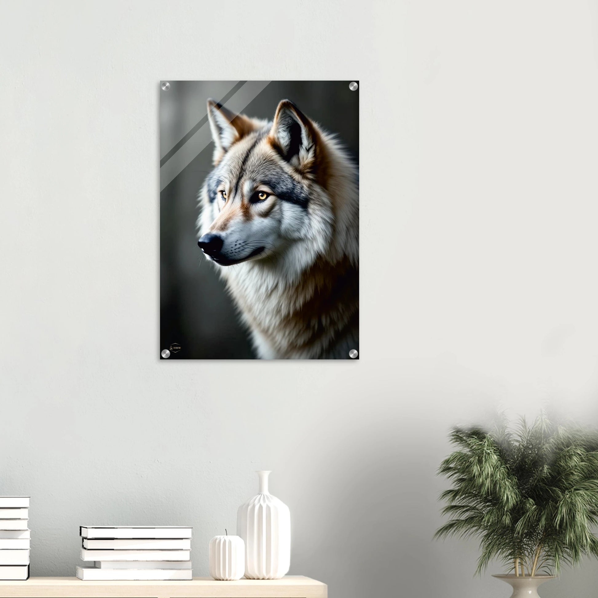 Premium wolf plexiglas 50x70cm wanddecoratie luxe kunst mystiek detail