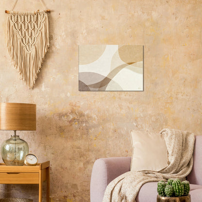 Beige abstract canvas wanddecoratie 50x70cm organische vormen minimalistische kunst aan de muur