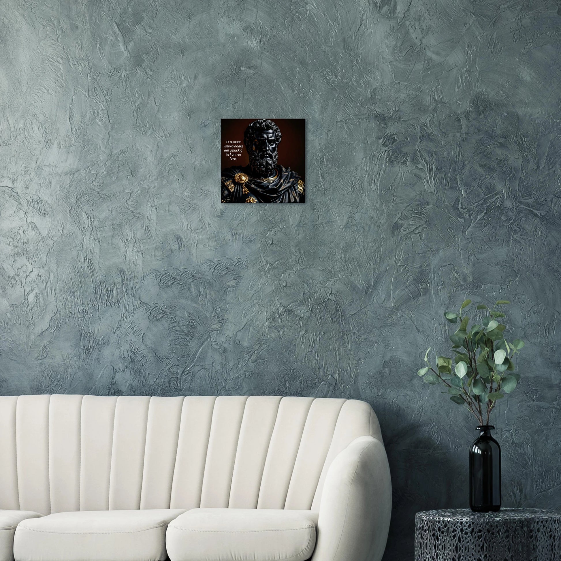 Marcus Aurelius Black Onyx canvas 40x40cm wanddecoratie woonkamer stoïcisme sfeer kunst