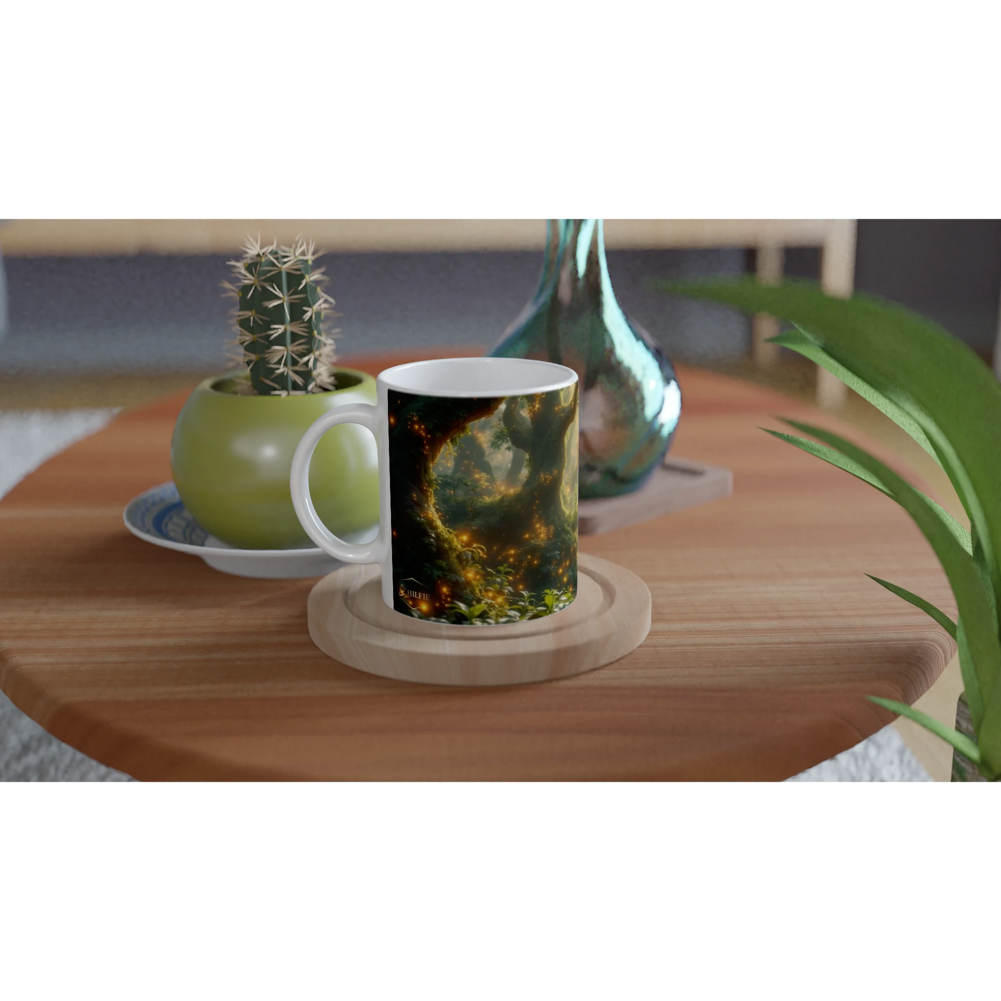 Psychedelische natuur mok bedrukken met tekst detail koffie mok keramiek organisch patroon 325ml