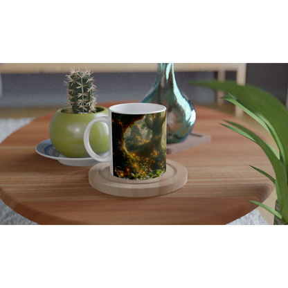 Psychedelische natuur mok bedrukken met tekst detail koffie mok keramiek organisch patroon 325ml