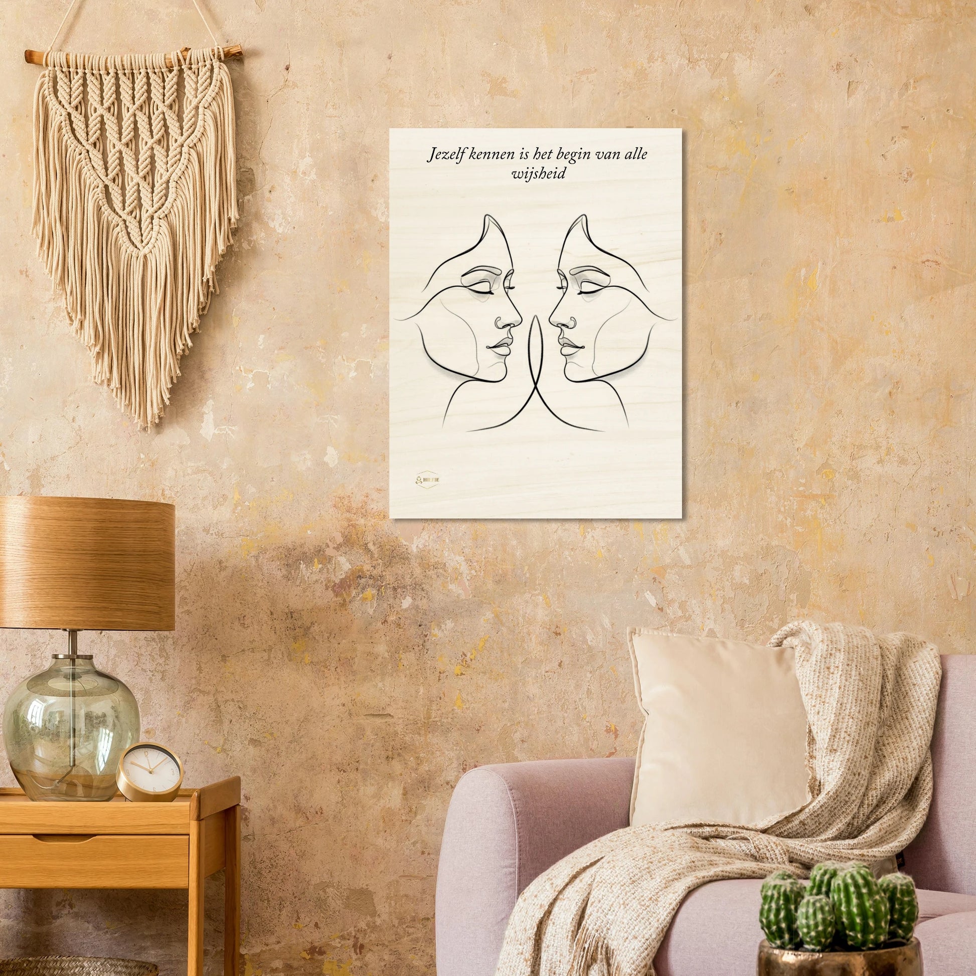 Houten wanddecoratie zelfreflectie stoïcijnse wijsheid poster mindfulness 60x80cm