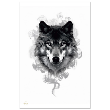 Wolf aluminium print 60x90cm detail abstract rook wolf dibond premium wanddecoratie mystiek