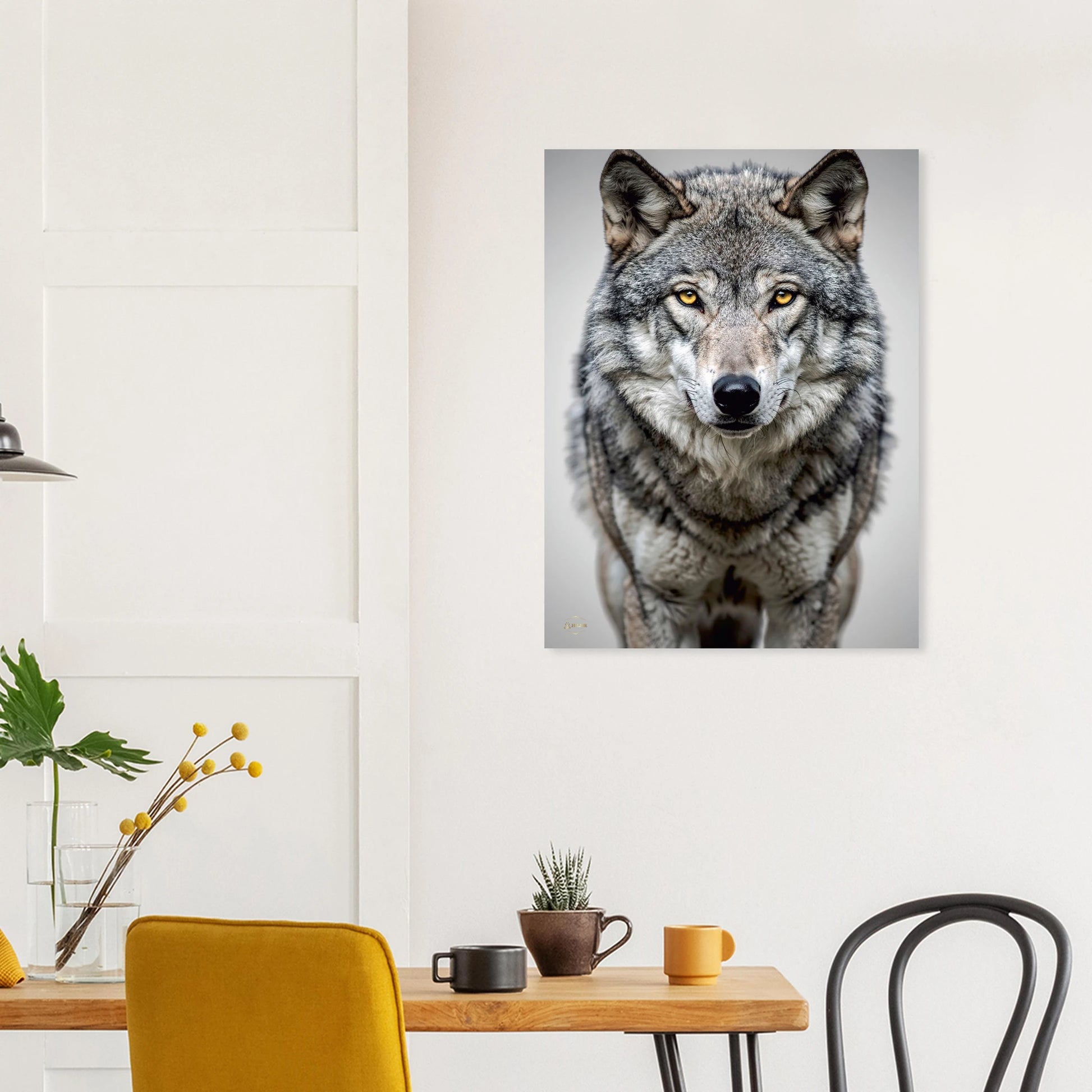Wolf aluminium print 60x80cm detail dibond premium wanddecoratie mystieke kunst luxe
