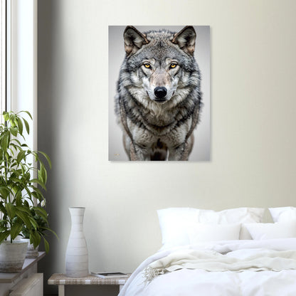 Wolf aluminium print 60x80cm hoekfoto dibond premium wanddecoratie luxe kunst