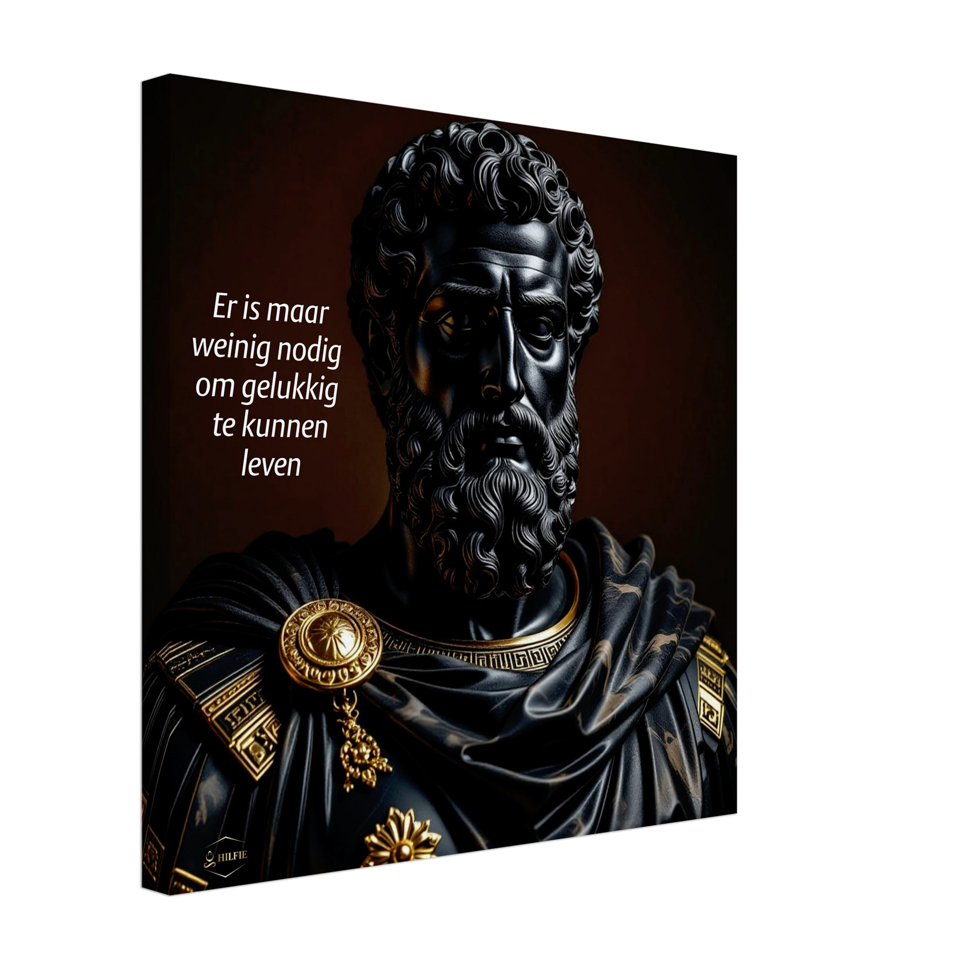 Marcus Aurelius Black Onyx canvas wanddecoratie 40x40cm stoïcijnse wijsheid kunst aan de muur