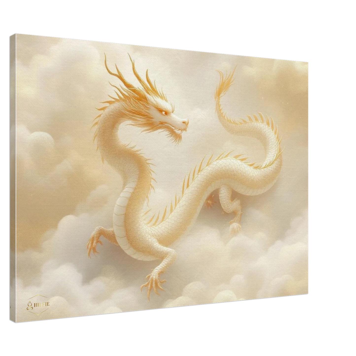 Kunst aan de muur canvas 70x100cm gouden draak oosterse wijsheid wanddecoratie woonkamer