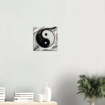 Canvas schilderij wanddecoratie 40x40cm Yin Yang zwart wit balans muur schilderijen woonkamer mindfulness